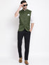 Men's Green Cotton Blend Twill Nehru Jacket